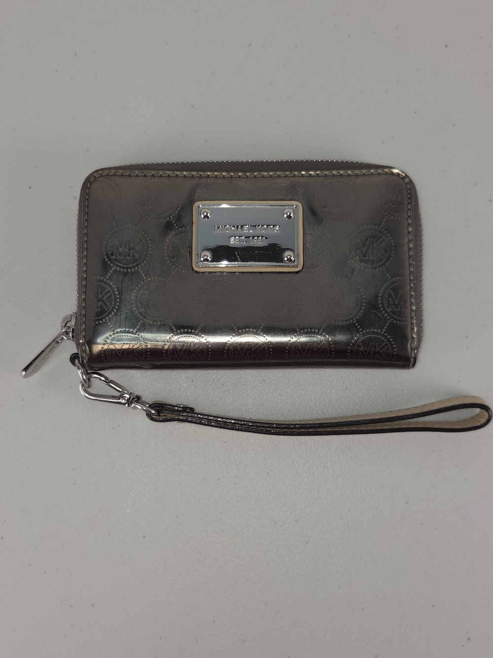 Michael Kors Silver Metallic Zip Around Wallet